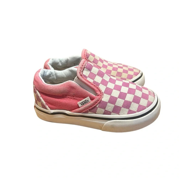 Vans Slip-On V Shoe - Checkerboard Pack- Fuchsia/White - Toddler Girls' 5.5 - Picture 9 of 11